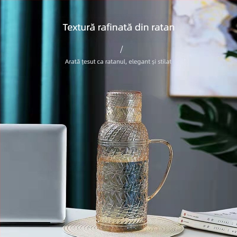 Set ceainic din sticlă vintage pentru apă rece – rezistent la temperaturi mari, capacitate mare, pentru sucuri și băuturi