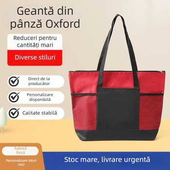 Geantă de cumpărături impermeabilă din 600D Oxford, capacitate mare, purtare în mână și pe umăr, geantă tote cu opțiune pentru logo