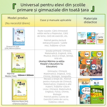 Protecție pentru carte ecologică, mată, autoadezivă, transparentă, rezistentă la apă, îngroșată, 43 × 30 cm