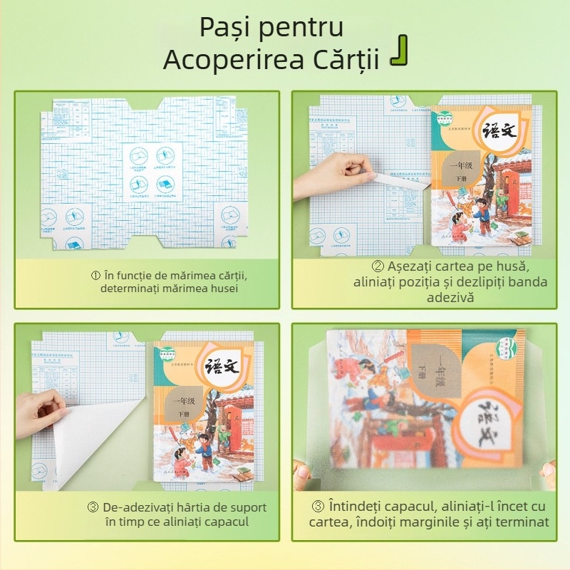 Protecție pentru carte ecologică, mată, autoadezivă, transparentă, rezistentă la apă, îngroșată, 43 × 30 cm