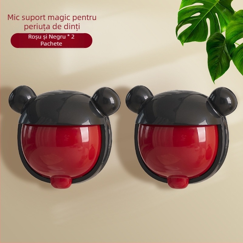 Suport pentru periuta de dinți cu design desen animat, model nou pentru baie, montaj pe perete fără găuri, raft întărit, personalizabil