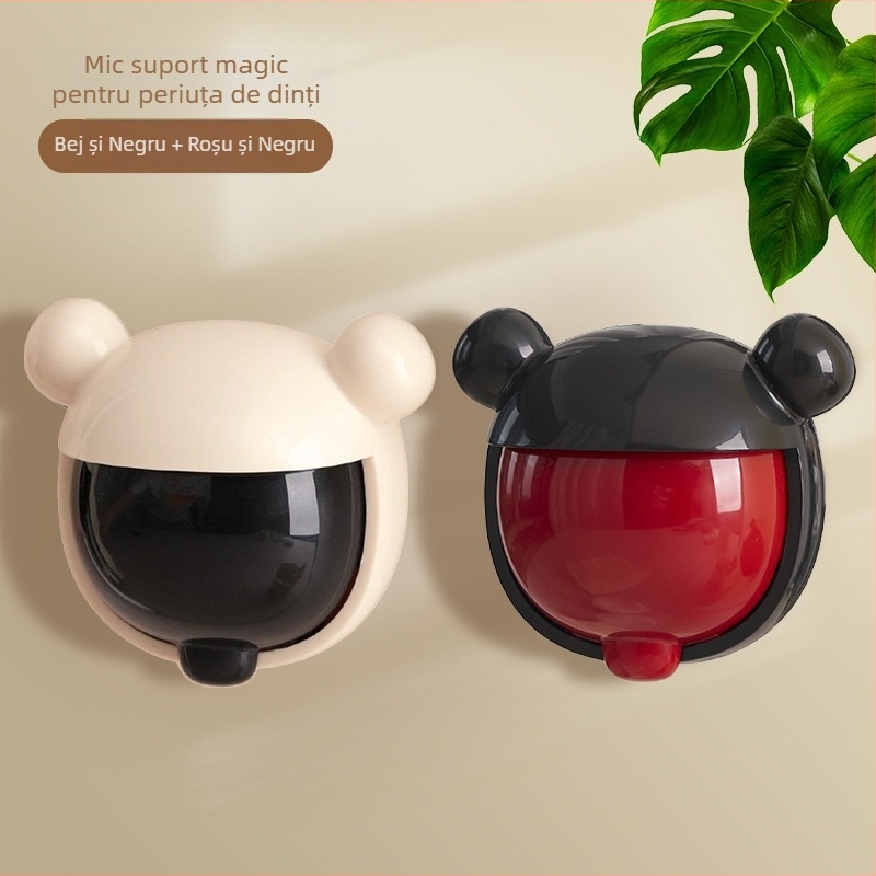 Suport pentru periuta de dinți cu design desen animat, model nou pentru baie, montaj pe perete fără găuri, raft întărit, personalizabil