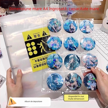 Album pentru păstrarea insignelor, insigne rotunde de 58 mm și 75 mm, mapă cu foi detașabile pentru colecții anime și manga