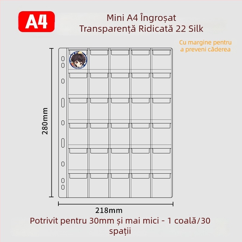 Album pentru păstrarea insignelor, insigne rotunde de 58 mm și 75 mm, mapă cu foi detașabile pentru colecții anime și manga