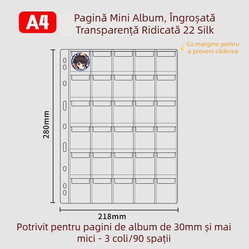 Album pentru păstrarea insignelor, insigne rotunde de 58 mm și 75 mm, mapă cu foi detașabile pentru colecții anime și manga