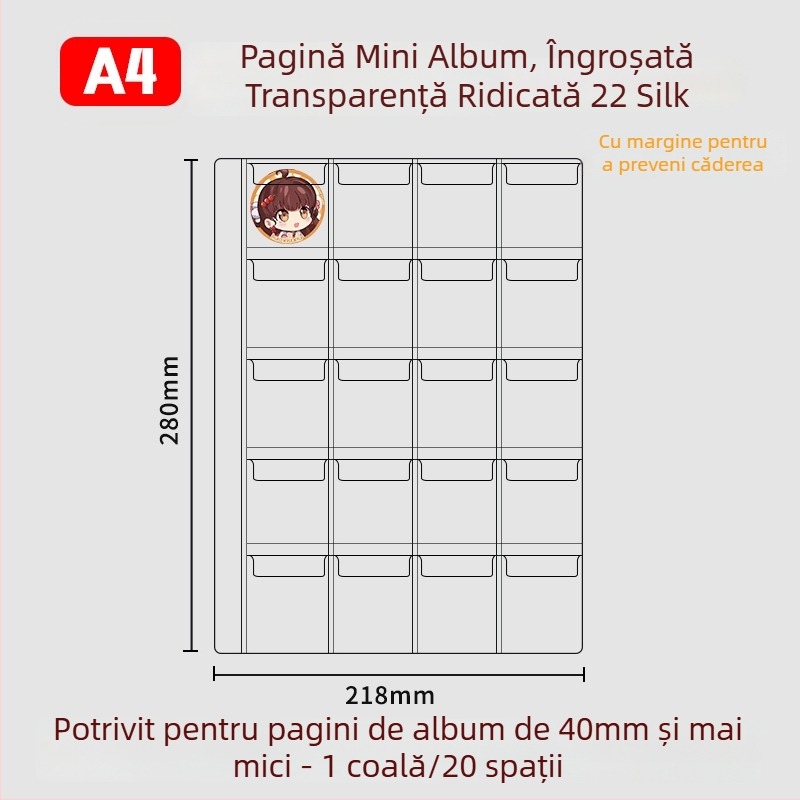 Album pentru păstrarea insignelor, insigne rotunde de 58 mm și 75 mm, mapă cu foi detașabile pentru colecții anime și manga