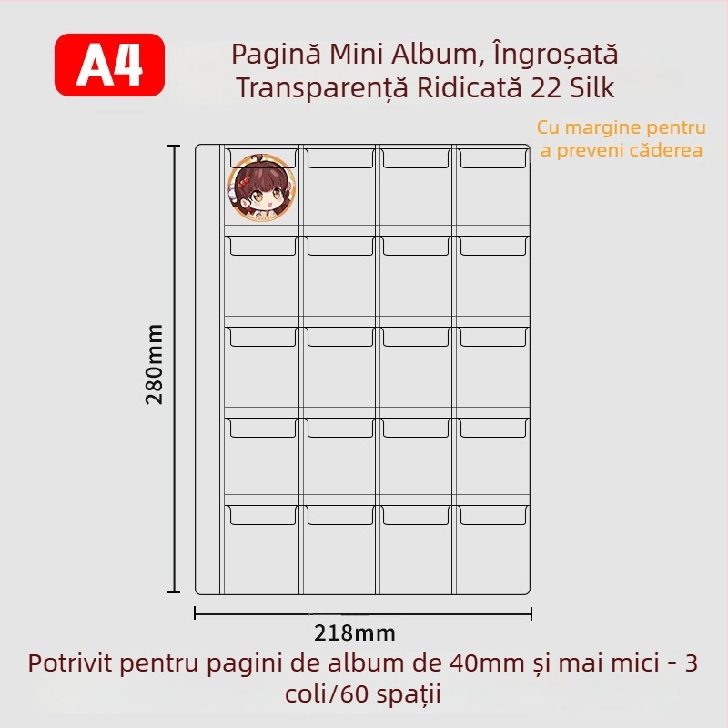 Album pentru păstrarea insignelor, insigne rotunde de 58 mm și 75 mm, mapă cu foi detașabile pentru colecții anime și manga