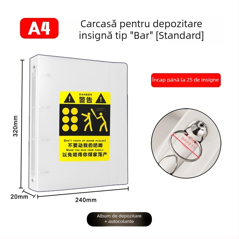 Album pentru păstrarea insignelor, insigne rotunde de 58 mm și 75 mm, mapă cu foi detașabile pentru colecții anime și manga