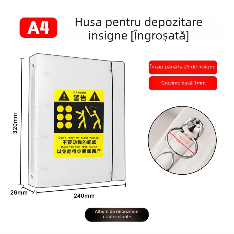 Album pentru păstrarea insignelor, insigne rotunde de 58 mm și 75 mm, mapă cu foi detașabile pentru colecții anime și manga
