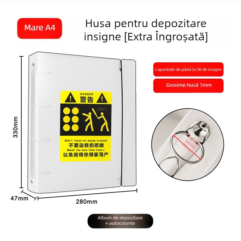 Album pentru păstrarea insignelor, insigne rotunde de 58 mm și 75 mm, mapă cu foi detașabile pentru colecții anime și manga