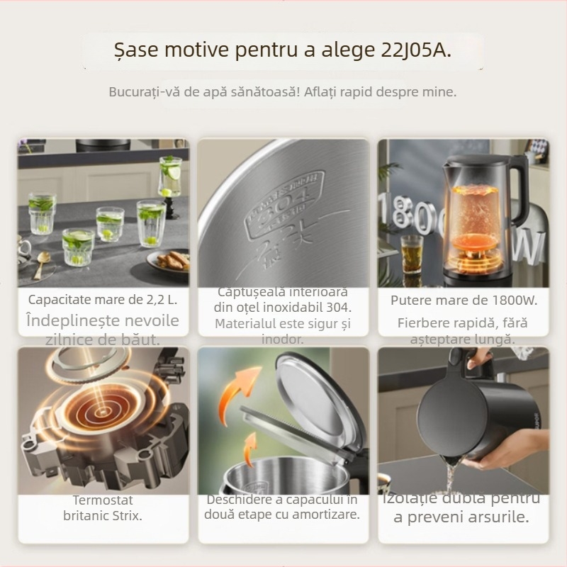 Supor Fierbător electric din oțel inoxidabil 2,2 L, cu izolație și oprire automată