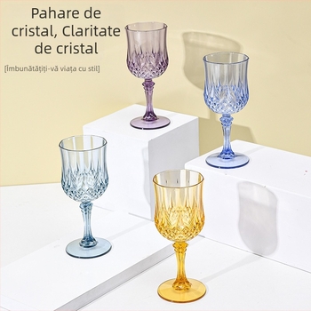 Set de pahare de vin din plastic transparente, cu model cristal-diamant, pentru bar și restaurant