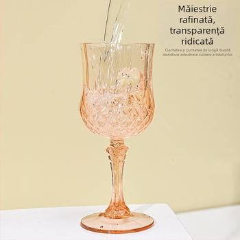 Set de pahare de vin din plastic transparente, cu model cristal-diamant, pentru bar și restaurant