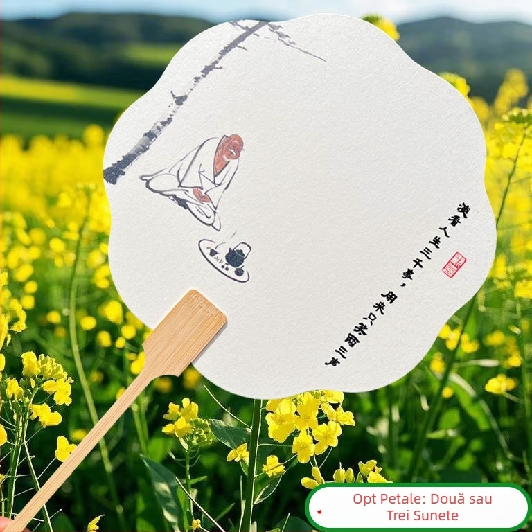 Evantai lacuit în stil chinezesc, cu inscripție, din bambus, pentru fotografie, călătorii și decor; personalizează cu fotografia și textul tău.