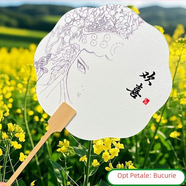 Evantai lacuit în stil chinezesc, cu inscripție, din bambus, pentru fotografie, călătorii și decor; personalizează cu fotografia și textul tău.