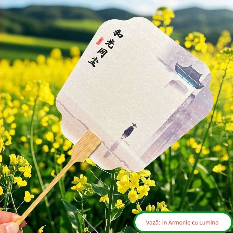 Evantai lacuit în stil chinezesc, cu inscripție, din bambus, pentru fotografie, călătorii și decor; personalizează cu fotografia și textul tău.