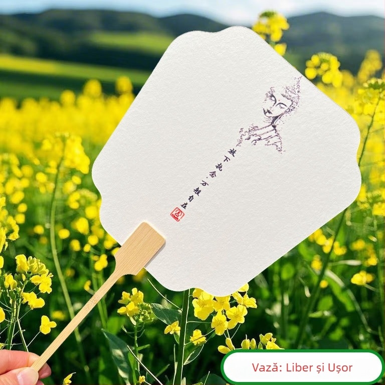 Evantai lacuit în stil chinezesc, cu inscripție, din bambus, pentru fotografie, călătorii și decor; personalizează cu fotografia și textul tău.