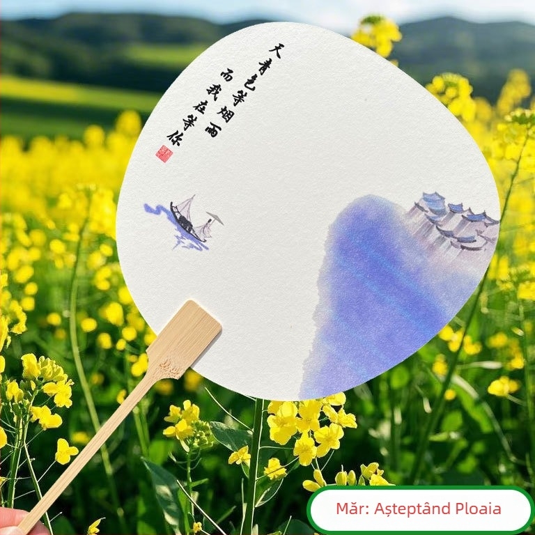 Evantai lacuit în stil chinezesc, cu inscripție, din bambus, pentru fotografie, călătorii și decor; personalizează cu fotografia și textul tău.