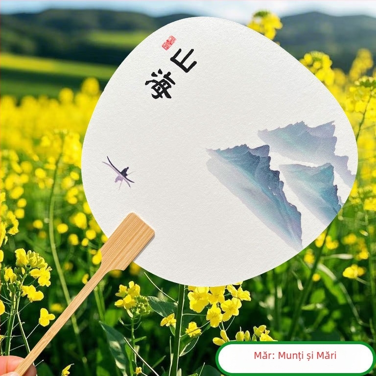 Evantai lacuit în stil chinezesc, cu inscripție, din bambus, pentru fotografie, călătorii și decor; personalizează cu fotografia și textul tău.
