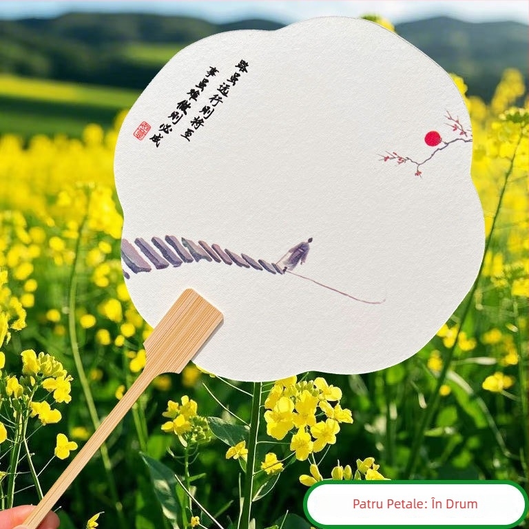 Evantai lacuit în stil chinezesc, cu inscripție, din bambus, pentru fotografie, călătorii și decor; personalizează cu fotografia și textul tău.