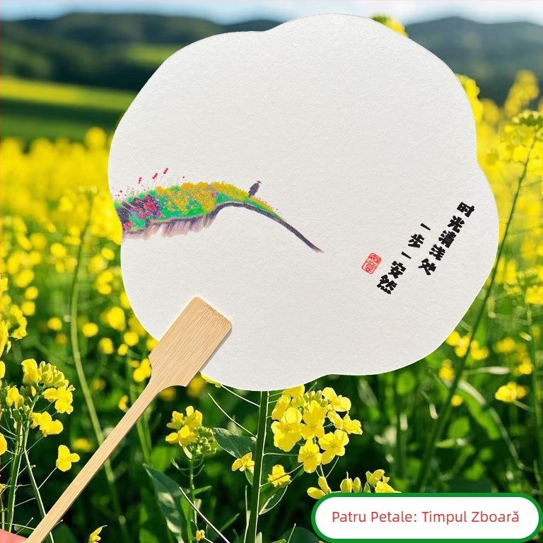 Evantai lacuit în stil chinezesc, cu inscripție, din bambus, pentru fotografie, călătorii și decor; personalizează cu fotografia și textul tău.