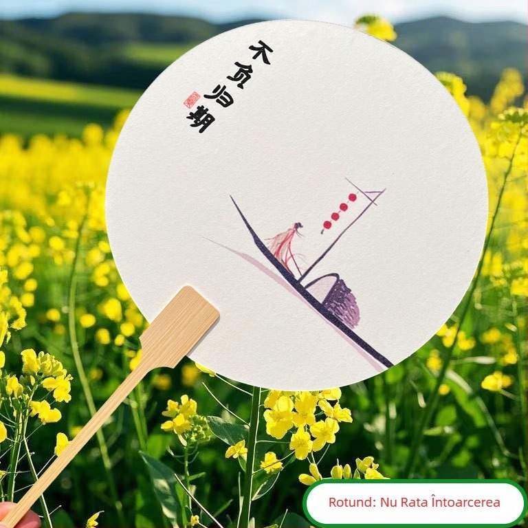 Evantai lacuit în stil chinezesc, cu inscripție, din bambus, pentru fotografie, călătorii și decor; personalizează cu fotografia și textul tău.