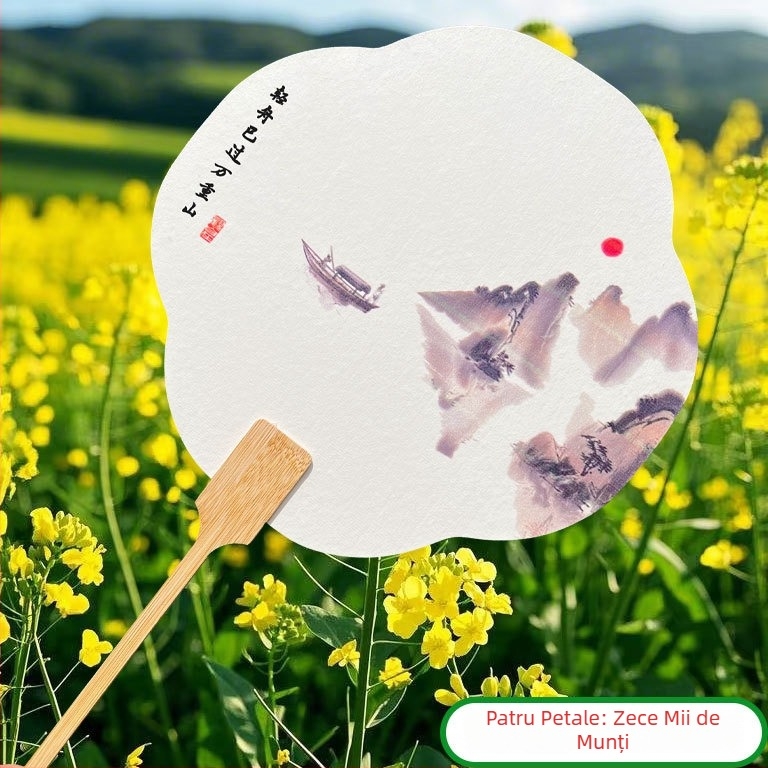 Evantai lacuit în stil chinezesc, cu inscripție, din bambus, pentru fotografie, călătorii și decor; personalizează cu fotografia și textul tău.