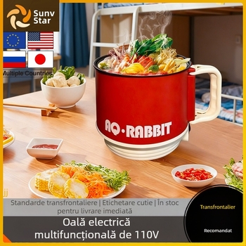 Fierbător electric 110V pentru cămin, capacitate 2L, oală multifuncțională pentru tăiței cu abur și mini oală, cadou roșu