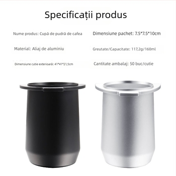 Platinum Rich 8 Series Accesorii cafea: Ceașă de aromă, Dozator din aliaj de aluminiu pentru cafea, Ceașă de dozare din oțel inoxidabil, Diametru 54 mm