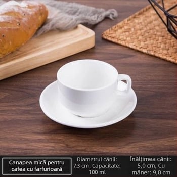 Set alb de cești de cafea și farfurioare din ceramică pentru hoteluri și restaurante occidentale