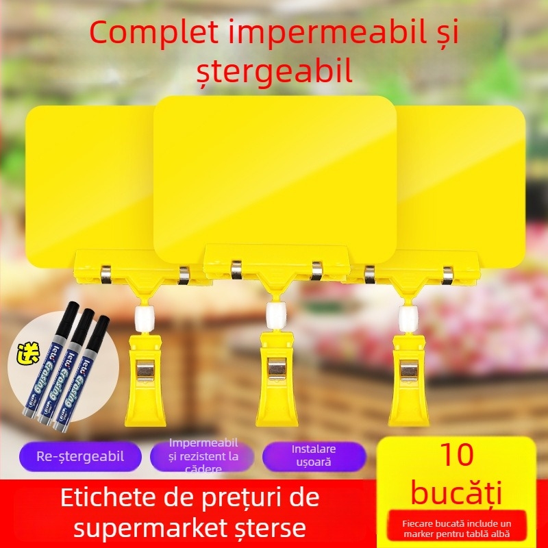 Carte de afișare a prețului ștergibil pentru fructe și legume, cu etichetă de preț și clips