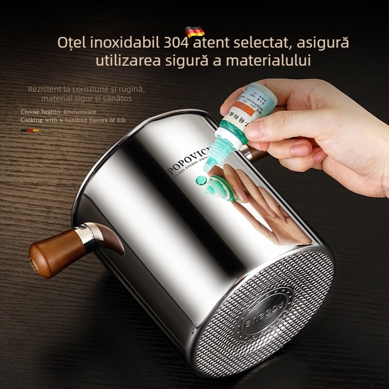 Oală de prăjit din oțel inoxidabil 304 cu strecurătoare, vas adânc de prăjit compact pentru uz casnic