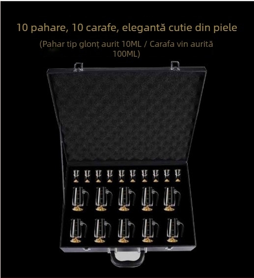 Set de pahare din sticlă cu foiță de aur pentru băuturi spirtoase, pahare mici de vin, elegant și de înaltă calitate