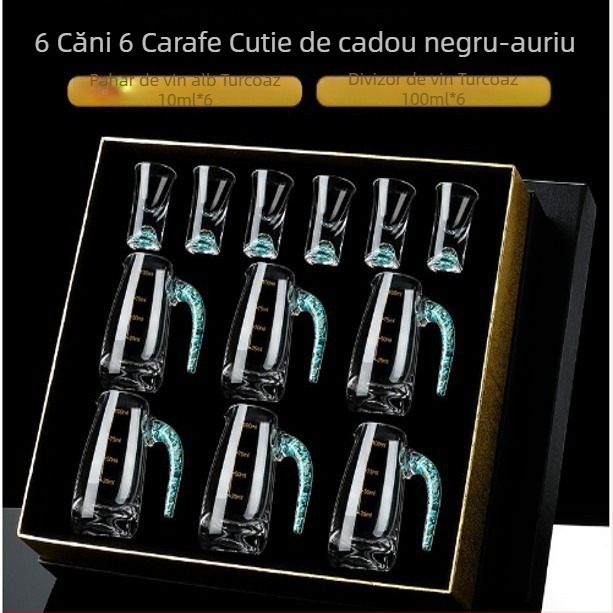 Set de pahare din sticlă cu foiță de aur pentru băuturi spirtoase, pahare mici de vin, elegant și de înaltă calitate