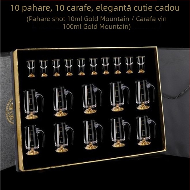 Set de pahare din sticlă cu foiță de aur pentru băuturi spirtoase, pahare mici de vin, elegant și de înaltă calitate