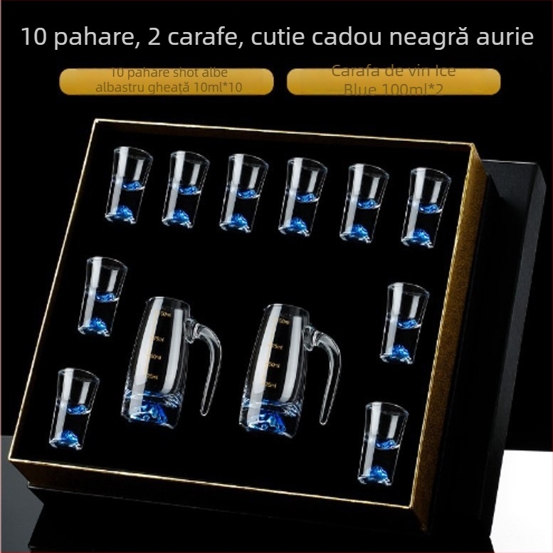 Set de pahare din sticlă cu foiță de aur pentru băuturi spirtoase, pahare mici de vin, elegant și de înaltă calitate