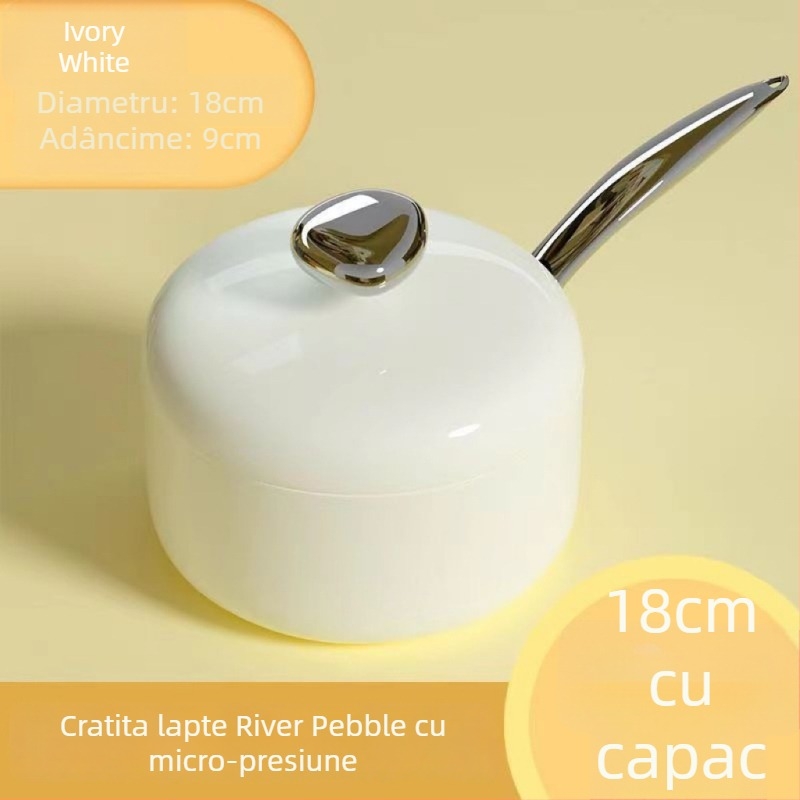 Set de vase antiaderente cu piatră Maifan, oală pentru lapte și tigaie cu fund plat, compatibil cu plitele cu inducție
