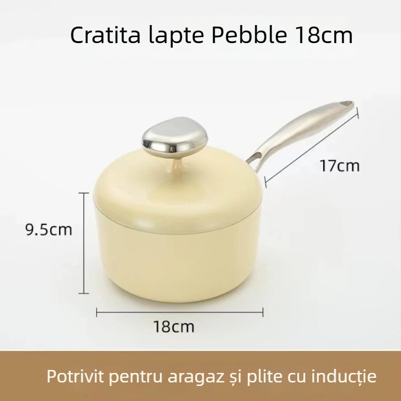 Set de vase antiaderente cu piatră Maifan, oală pentru lapte și tigaie cu fund plat, compatibil cu plitele cu inducție