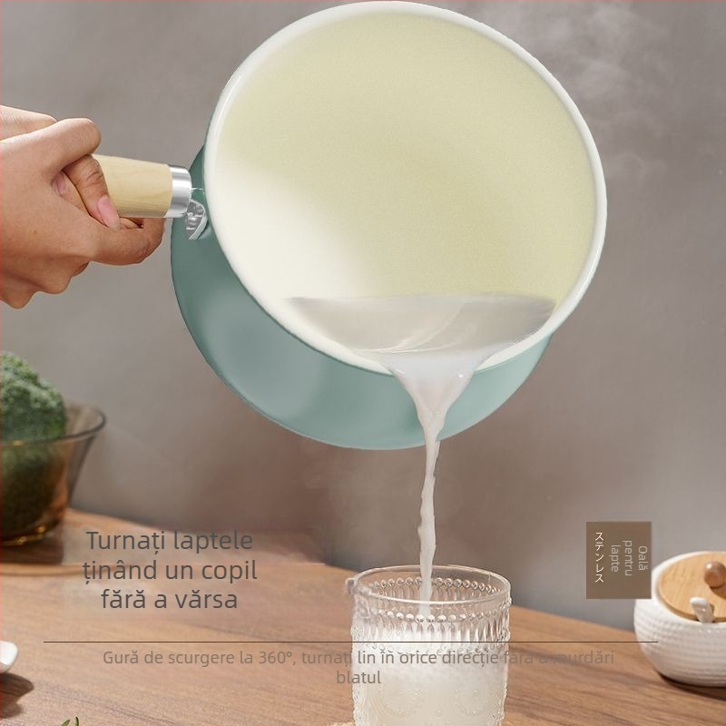Oală ceramică antiaderentă pentru lapte destinat bebelușilor, all-in-one pentru prăjit și fiert, compatibilă cu plite cu gaz și electrice, mică oală de supă pentru tăiței