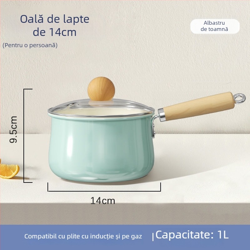 Oală ceramică antiaderentă pentru lapte destinat bebelușilor, all-in-one pentru prăjit și fiert, compatibilă cu plite cu gaz și electrice, mică oală de supă pentru tăiței