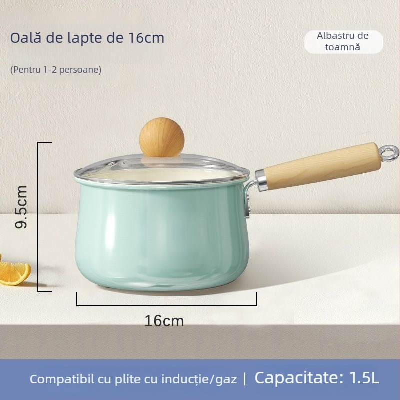 Oală ceramică antiaderentă pentru lapte destinat bebelușilor, all-in-one pentru prăjit și fiert, compatibilă cu plite cu gaz și electrice, mică oală de supă pentru tăiței