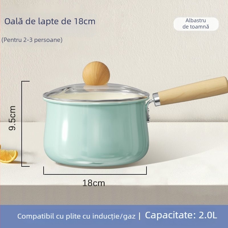 Oală ceramică antiaderentă pentru lapte destinat bebelușilor, all-in-one pentru prăjit și fiert, compatibilă cu plite cu gaz și electrice, mică oală de supă pentru tăiței