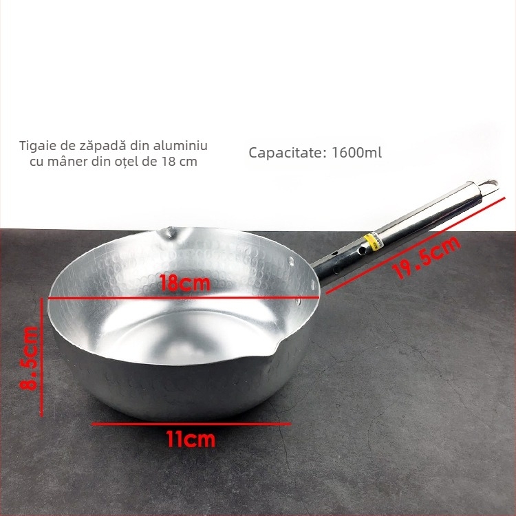 Oală de lapte din aluminiu cu mâner din oțel inoxidabil, stil japonez, antiaderent, fund întărit, potrivit pentru aragaz cu gaz