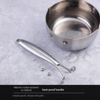 Oală Yukihira din titan fără acoperire pentru uz casnic, oală antiaderentă pentru hrana bebelușilor, compatibilă cu plitele cu inducție și gaz, oală de supă, mică oală pentru lapte