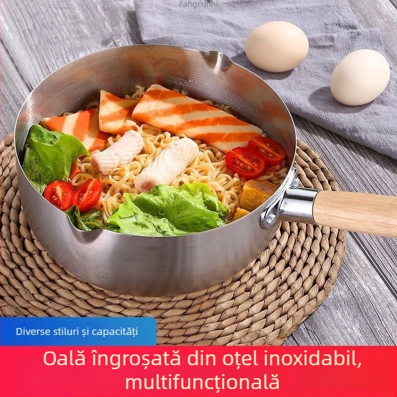 Oală pentru hrana bebelușilor și încălzire lapte, oală mică din oțel inoxidabil pentru tăiței și supe, compatibilă cu plita cu inducție, antiaderentă, utilizare comercială