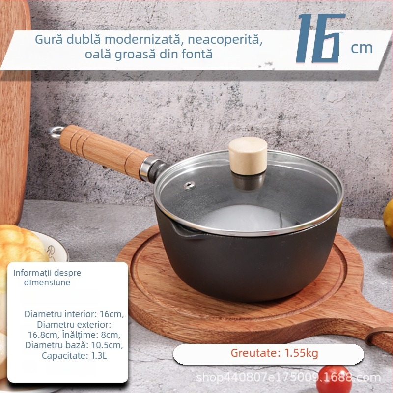 Oală mică din fontă pentru hrana bebelușilor, pentru prăjit, supe și tăiței instant, gătire lentă la foc mic, pentru uz casnic.