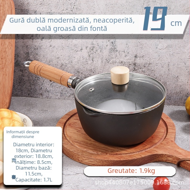 Oală mică din fontă pentru hrana bebelușilor, pentru prăjit, supe și tăiței instant, gătire lentă la foc mic, pentru uz casnic.