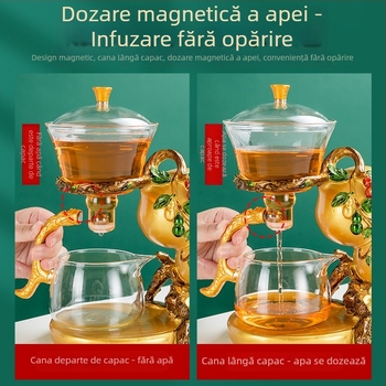 Xinshunfa set de ceai gaiwan din ceramică și sticlă, rezistent la temperaturi înalte, stil național modern, cutie cadou