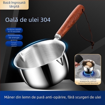Mini wok din oțel inoxidabil 304, pentru ulei și sos, oală pentru omletă și lapte, uz casnic, fund de trei straturi
