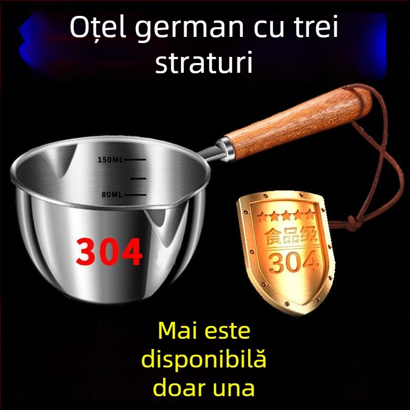 304 oțel inoxidabil cu trei straturi – mic vas pentru ulei, vas special pentru ulei încins, oală mini pentru ulei